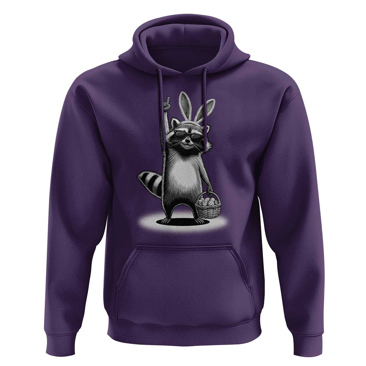 Retro Easter Raccoon Bunny Rock Hand Trash Panda Hoodie