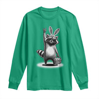 Retro Easter Raccoon Bunny Rock Hand Trash Panda Long Sleeve Shirt