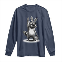 Retro Easter Raccoon Bunny Rock Hand Trash Panda Long Sleeve Shirt