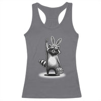 Retro Easter Raccoon Bunny Rock Hand Trash Panda Racerback Tank Top