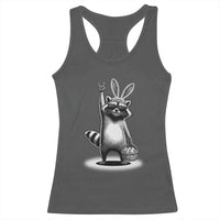 Retro Easter Raccoon Bunny Rock Hand Trash Panda Racerback Tank Top