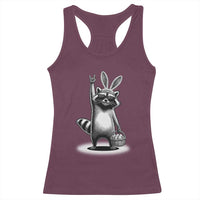 Retro Easter Raccoon Bunny Rock Hand Trash Panda Racerback Tank Top
