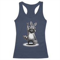Retro Easter Raccoon Bunny Rock Hand Trash Panda Racerback Tank Top