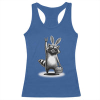 Retro Easter Raccoon Bunny Rock Hand Trash Panda Racerback Tank Top