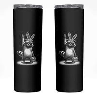 Retro Easter Raccoon Bunny Rock Hand Trash Panda Skinny Tumbler