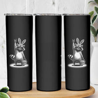 Retro Easter Raccoon Bunny Rock Hand Trash Panda Skinny Tumbler
