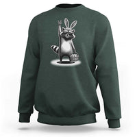 Retro Easter Raccoon Bunny Rock Hand Trash Panda Sweatshirt