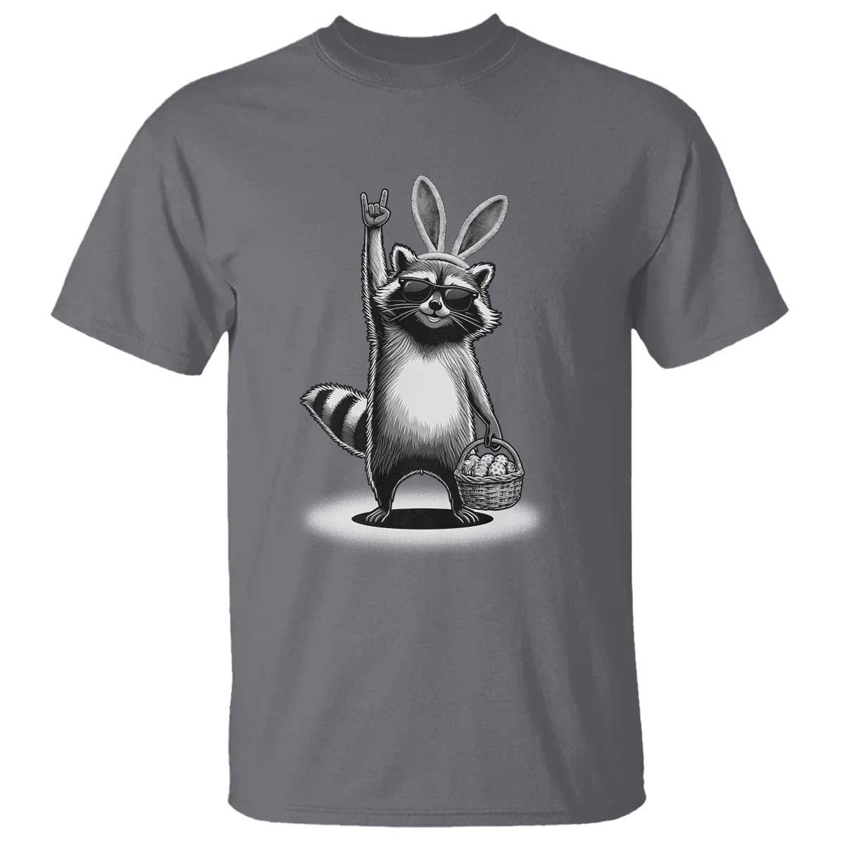 Retro Easter Raccoon Bunny Rock Hand Trash Panda T Shirt