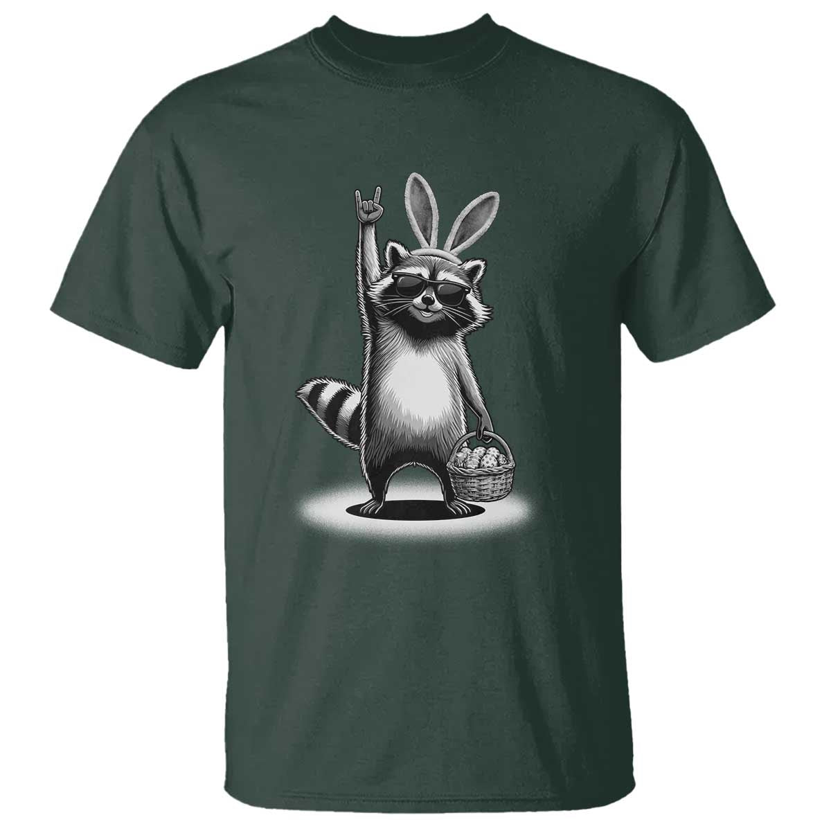 Retro Easter Raccoon Bunny Rock Hand Trash Panda T Shirt