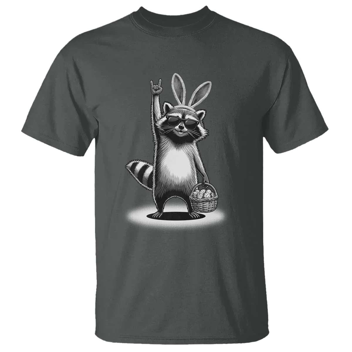 Retro Easter Raccoon Bunny Rock Hand Trash Panda T Shirt