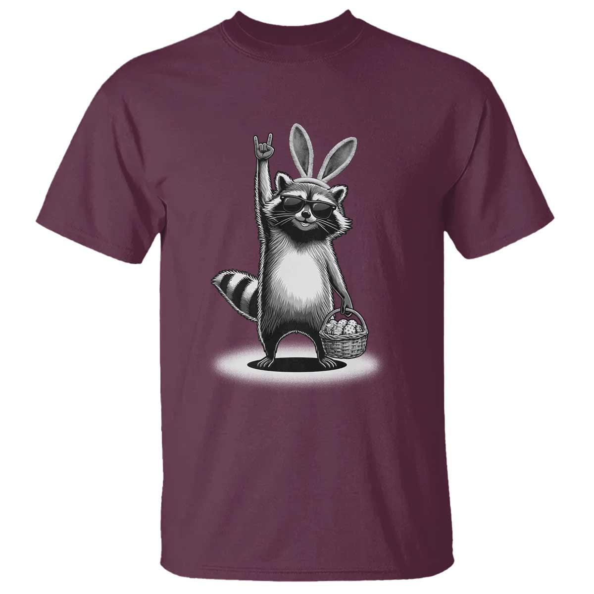 Retro Easter Raccoon Bunny Rock Hand Trash Panda T Shirt