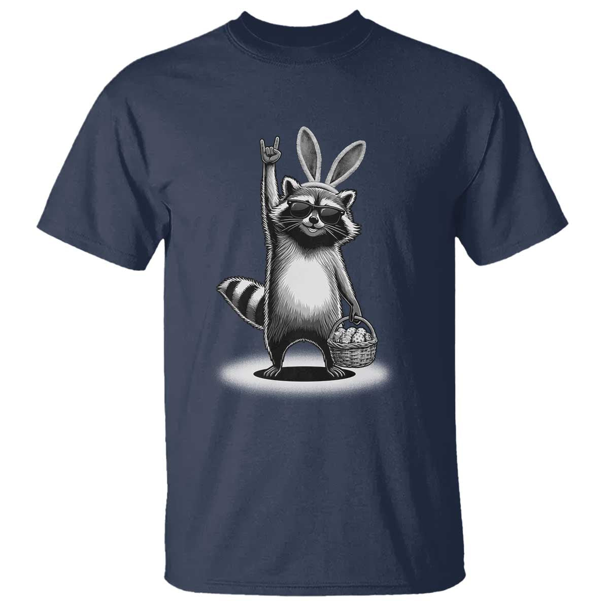 Retro Easter Raccoon Bunny Rock Hand Trash Panda T Shirt