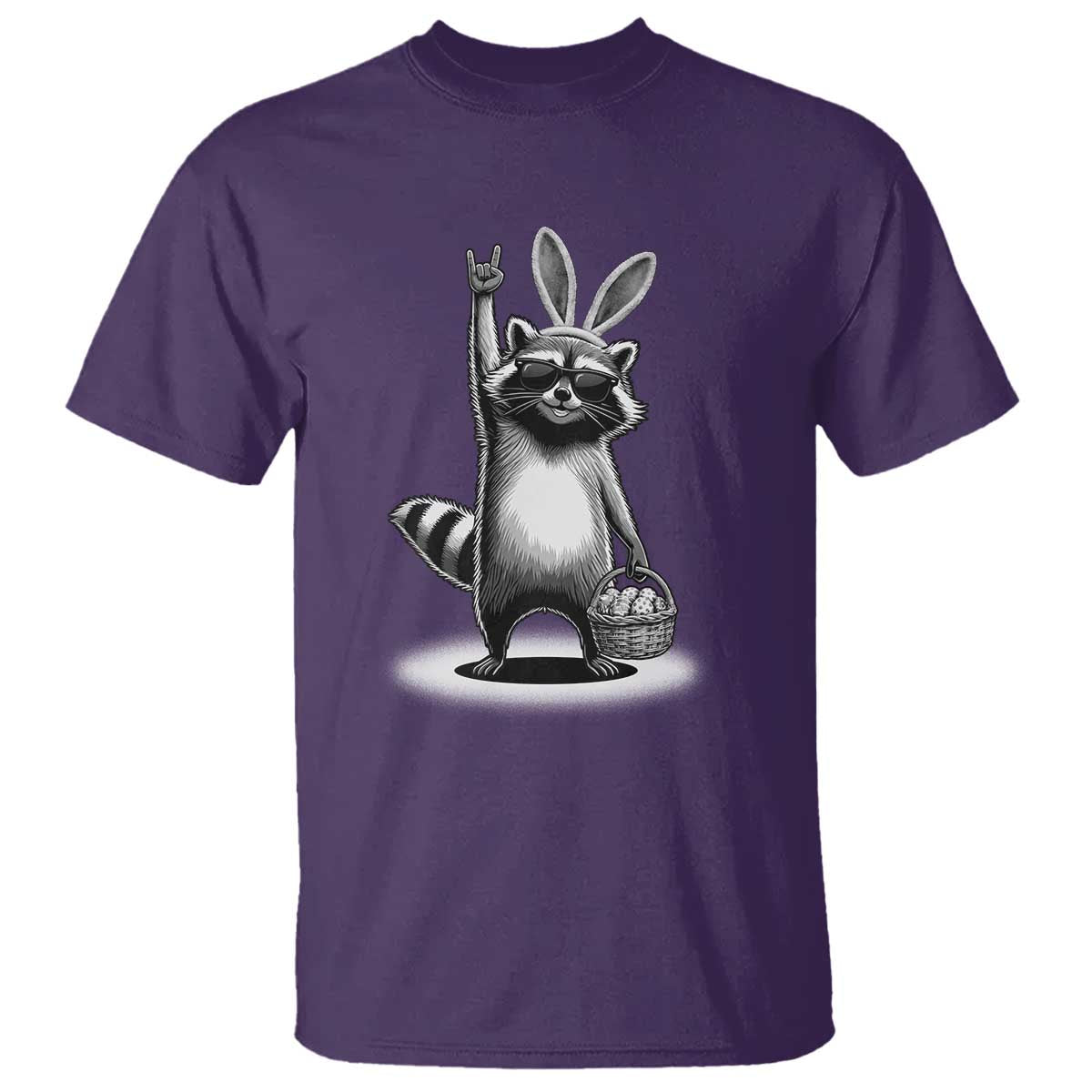 Retro Easter Raccoon Bunny Rock Hand Trash Panda T Shirt