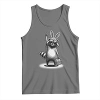 Retro Easter Raccoon Bunny Rock Hand Trash Panda Tank Top