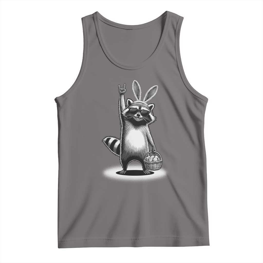 Retro Easter Raccoon Bunny Rock Hand Trash Panda Tank Top