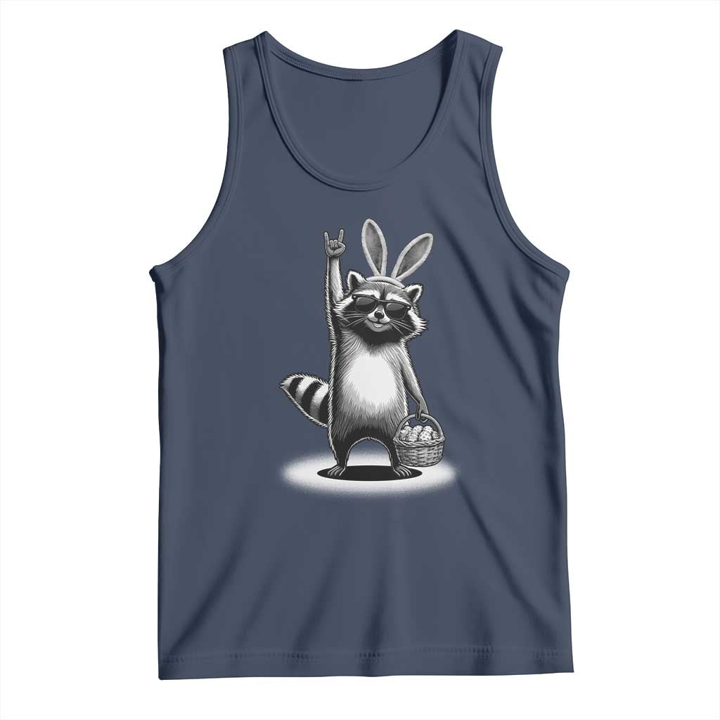 Retro Easter Raccoon Bunny Rock Hand Trash Panda Tank Top