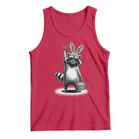 Retro Easter Raccoon Bunny Rock Hand Trash Panda Tank Top
