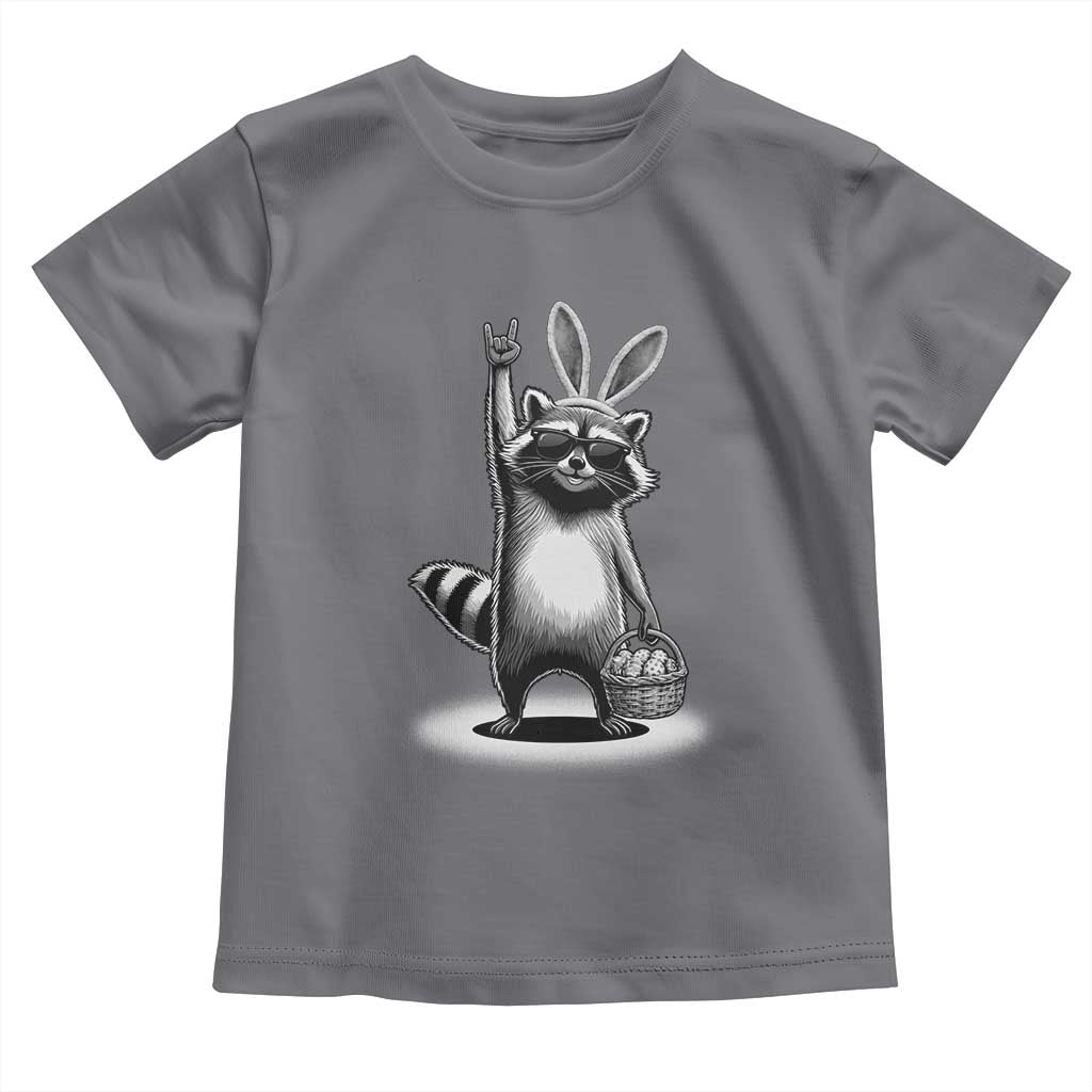 Retro Easter Raccoon Bunny Rock Hand Trash Panda Toddler T Shirt