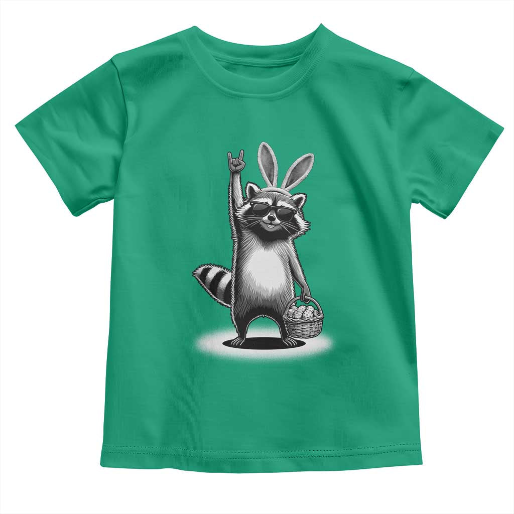 Retro Easter Raccoon Bunny Rock Hand Trash Panda Toddler T Shirt