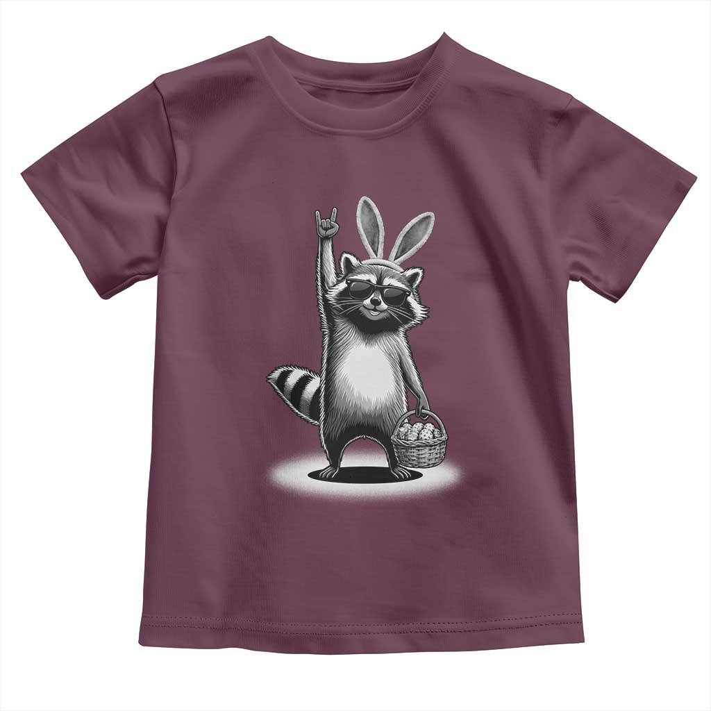 Retro Easter Raccoon Bunny Rock Hand Trash Panda Toddler T Shirt