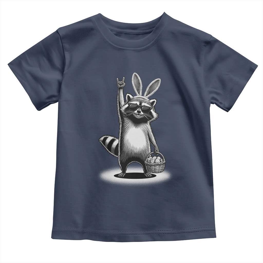 Retro Easter Raccoon Bunny Rock Hand Trash Panda Toddler T Shirt