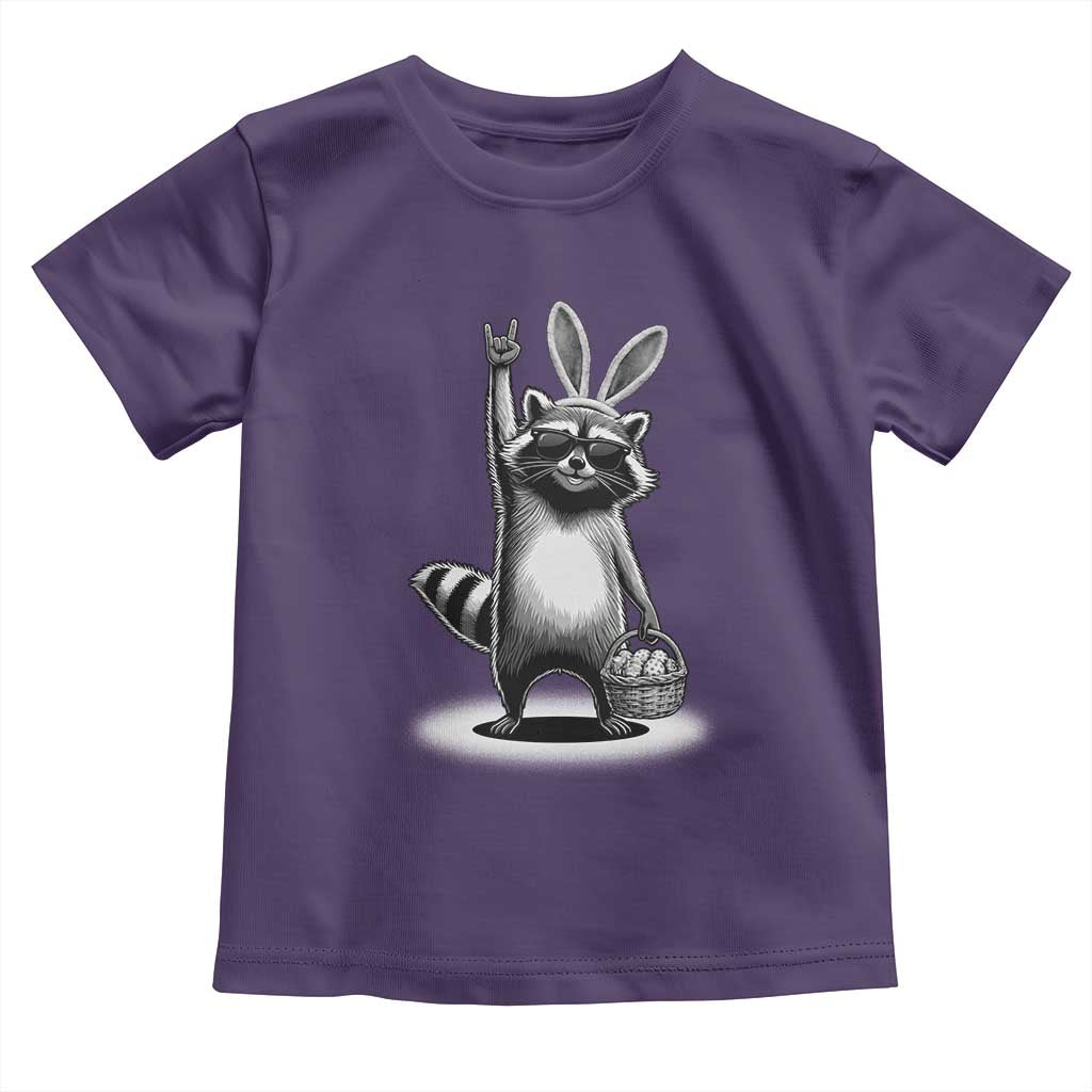 Retro Easter Raccoon Bunny Rock Hand Trash Panda Toddler T Shirt