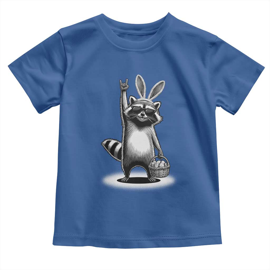 Retro Easter Raccoon Bunny Rock Hand Trash Panda Toddler T Shirt