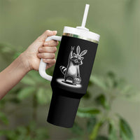 Retro Easter Raccoon Bunny Rock Hand Trash Panda Tumbler With Handle