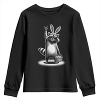 Retro Easter Raccoon Bunny Rock Hand Trash Panda Youth Sweatshirt
