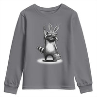Retro Easter Raccoon Bunny Rock Hand Trash Panda Youth Sweatshirt