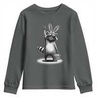 Retro Easter Raccoon Bunny Rock Hand Trash Panda Youth Sweatshirt
