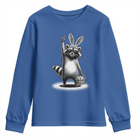 Retro Easter Raccoon Bunny Rock Hand Trash Panda Youth Sweatshirt