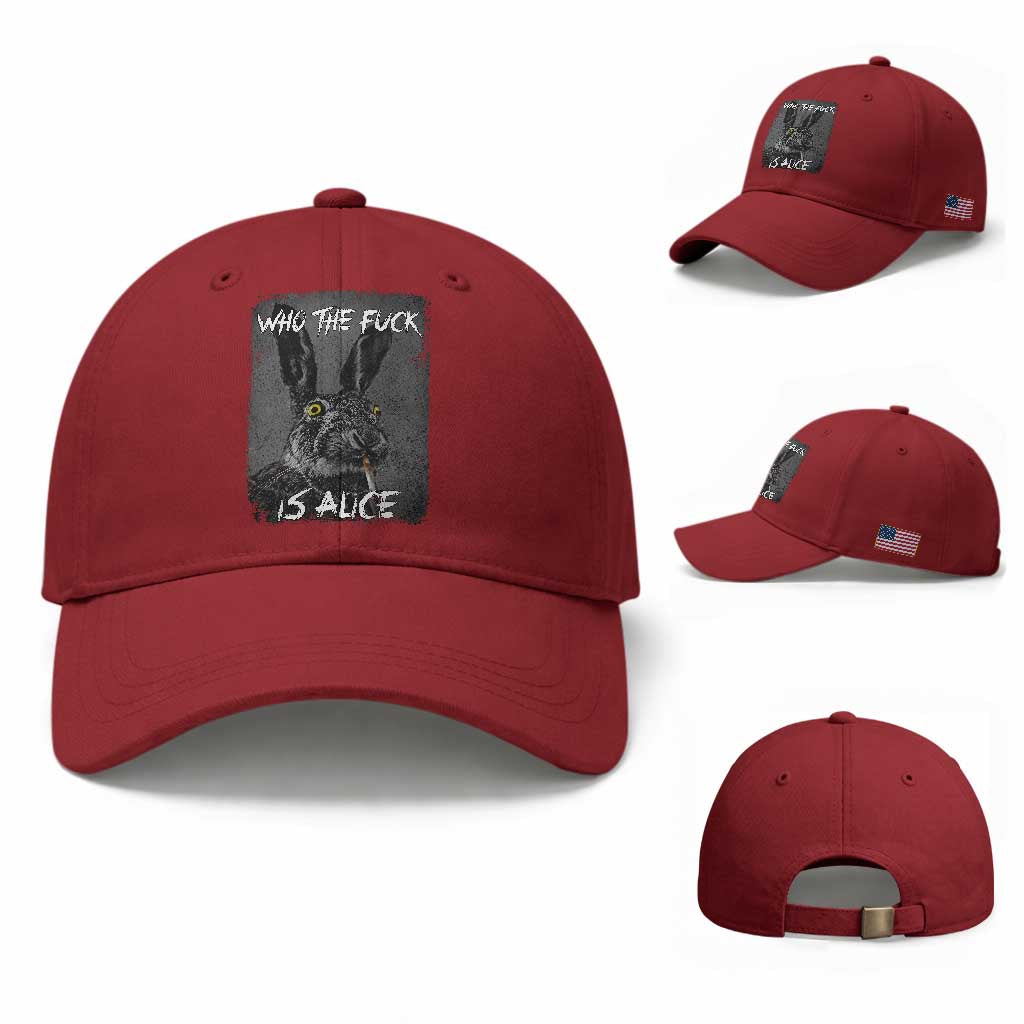 Funny Rabbit Who The Fuck Is Alice Baseball Cap