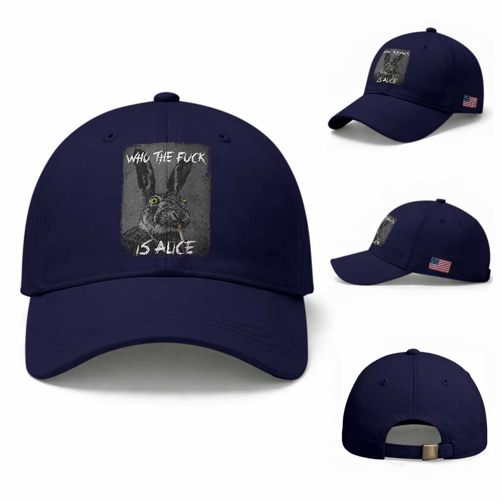 Funny Rabbit Who The Fuck Is Alice Baseball Cap