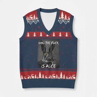 Funny Rabbit Who The Fuck Is Alice V-Neck Knit Sweater Vest