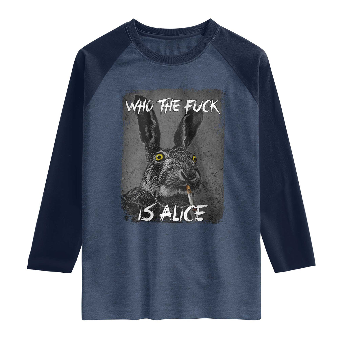 Funny Rabbit Who The Fuck Is Alice Raglan Shirt