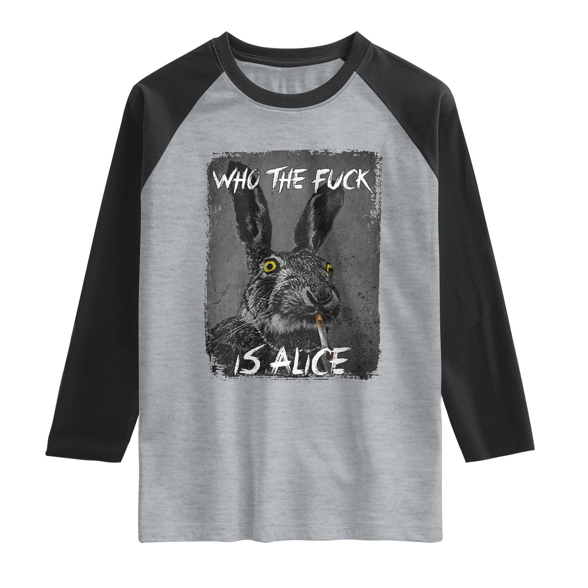 Funny Rabbit Who The Fuck Is Alice Raglan Shirt