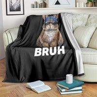 Funny Easter Bruh Bunny Sunglasses Meme Throw Blanket