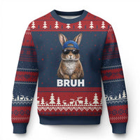 Funny Easter Bruh Bunny Sunglasses Meme Ugly Christmas Sweater