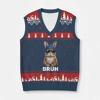 Funny Easter Bruh Bunny Sunglasses Meme V-Neck Knit Sweater Vest