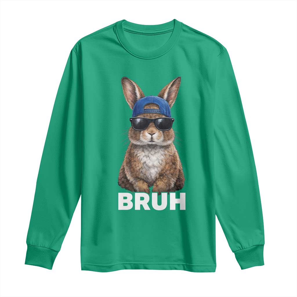 Funny Easter Bruh Bunny Sunglasses Meme Long Sleeve Shirt
