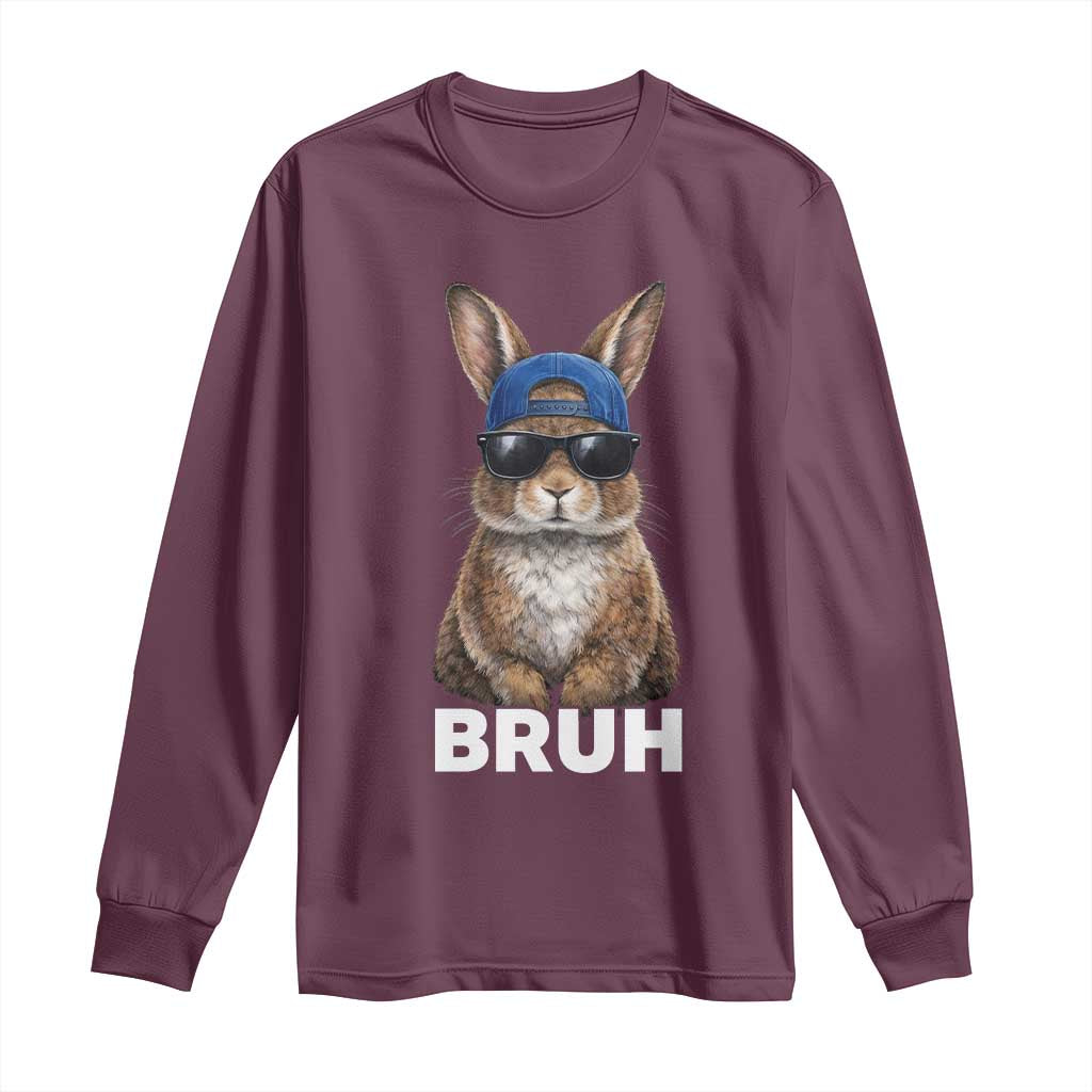 Funny Easter Bruh Bunny Sunglasses Meme Long Sleeve Shirt