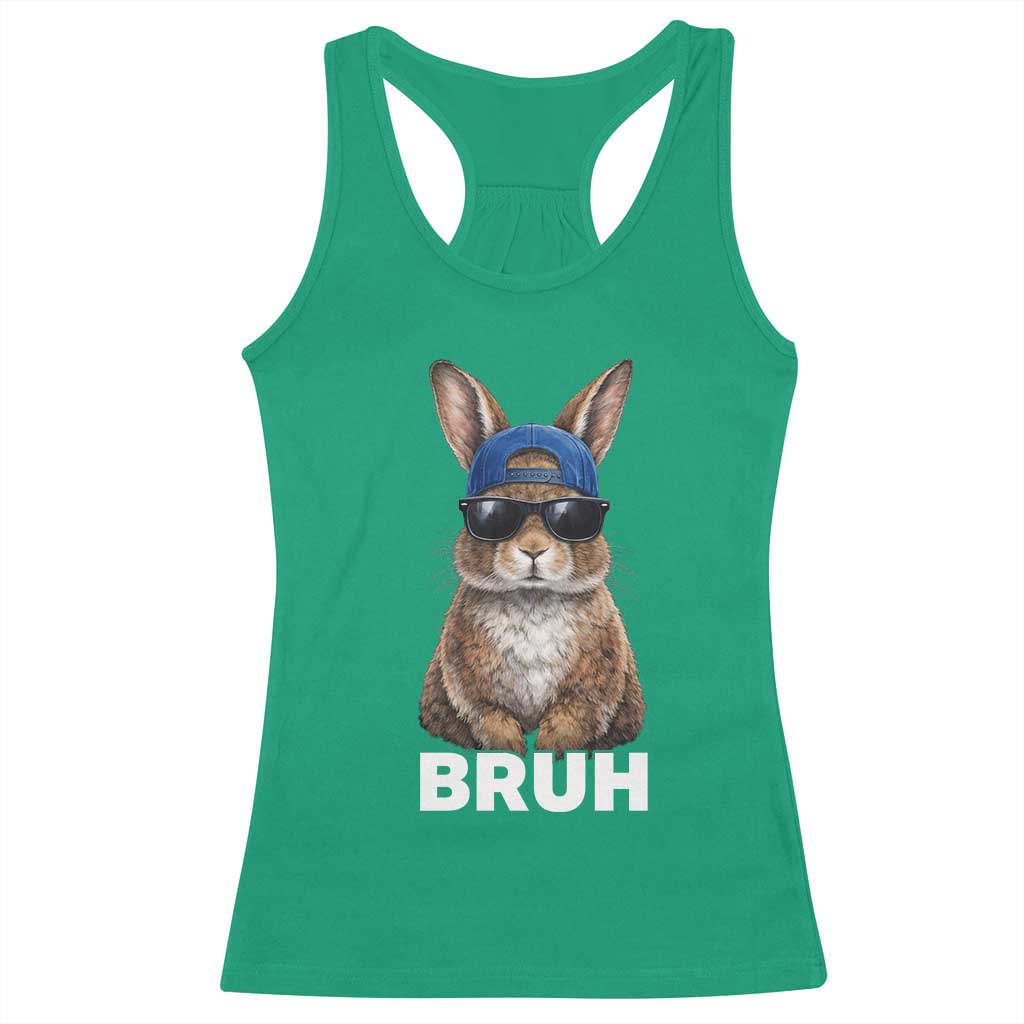 Funny Easter Bruh Bunny Sunglasses Meme Racerback Tank Top