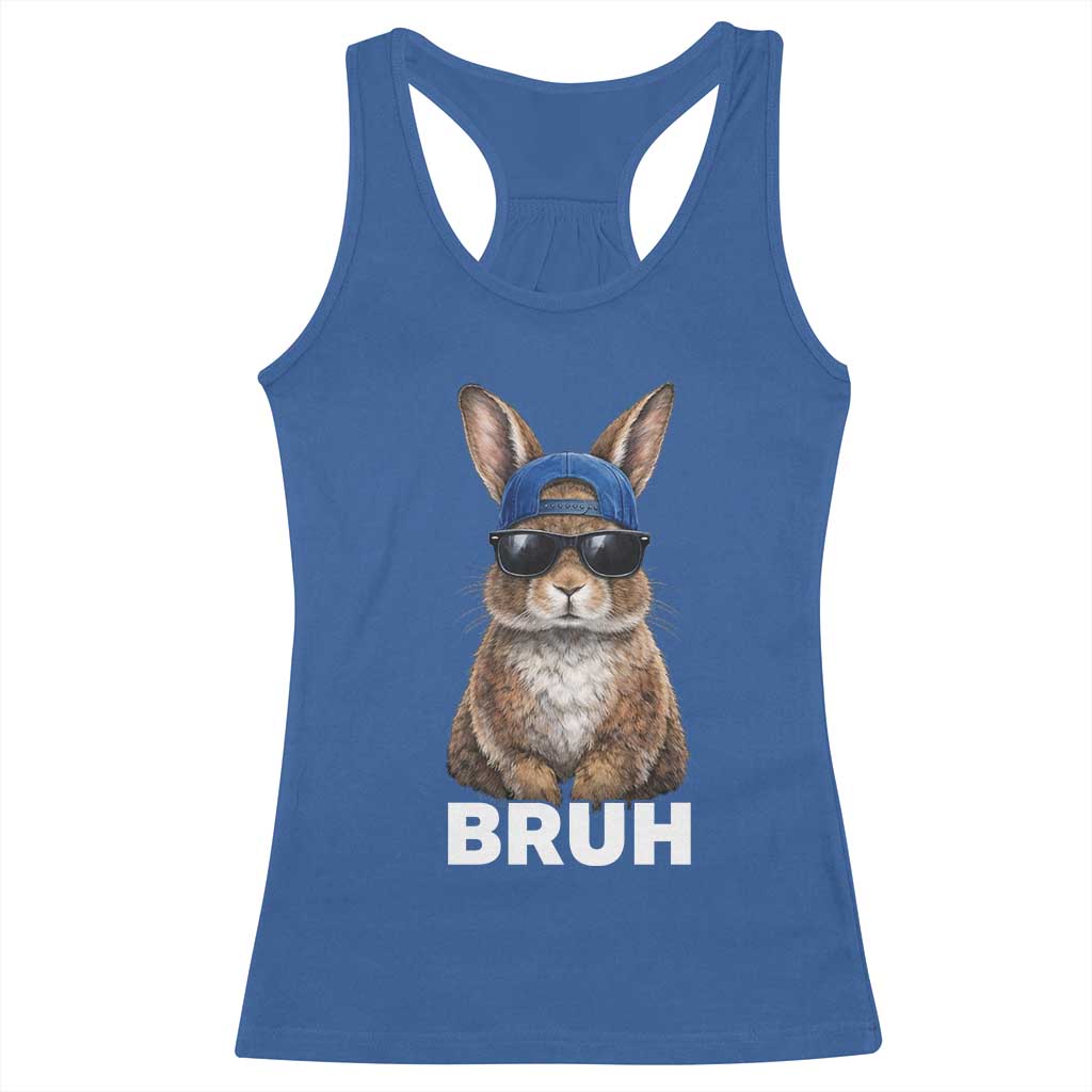 Funny Easter Bruh Bunny Sunglasses Meme Racerback Tank Top