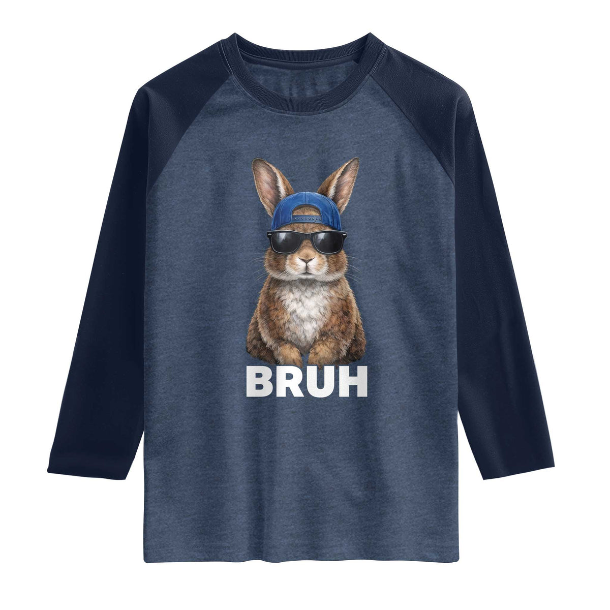 Funny Easter Bruh Bunny Sunglasses Meme Raglan Shirt