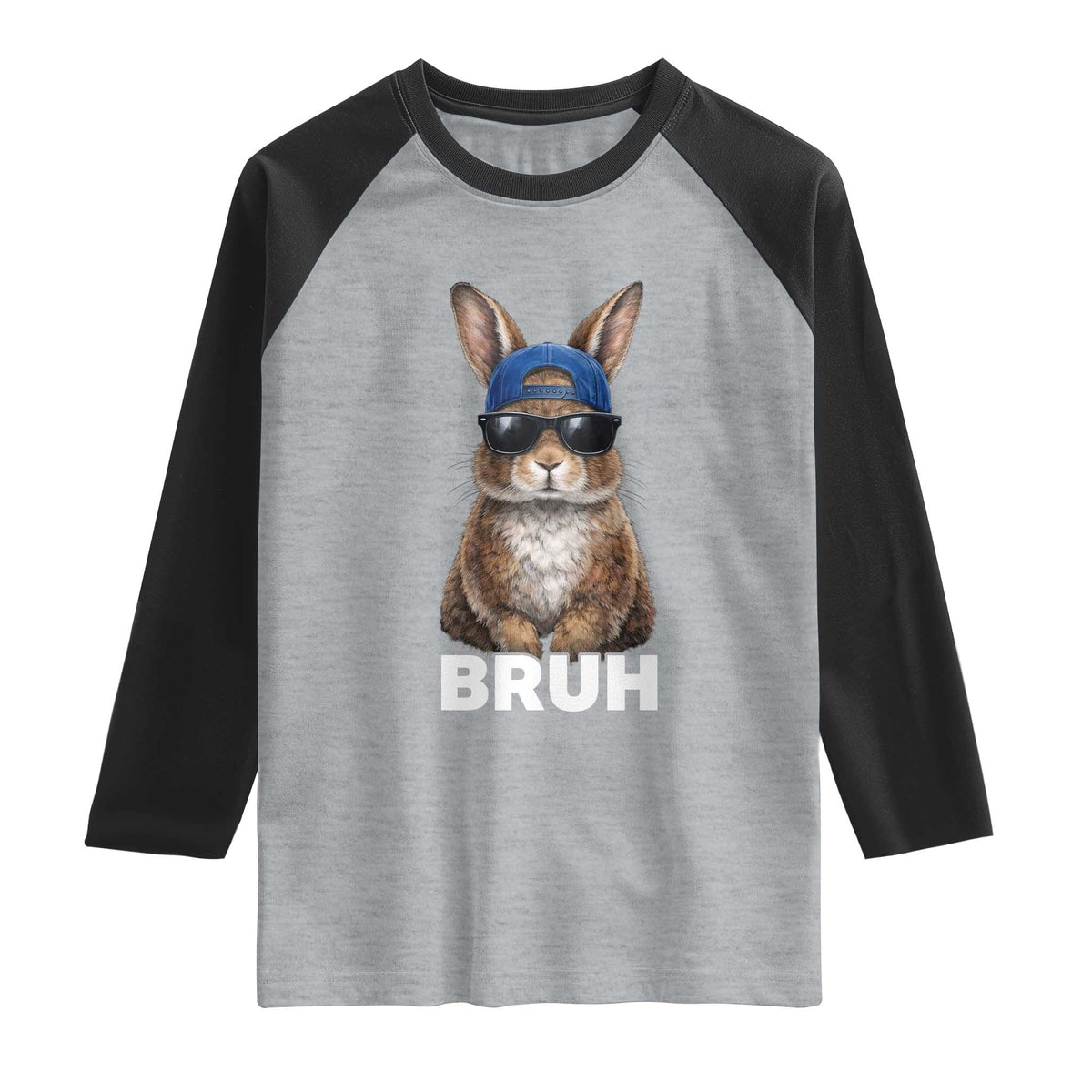 Funny Easter Bruh Bunny Sunglasses Meme Raglan Shirt
