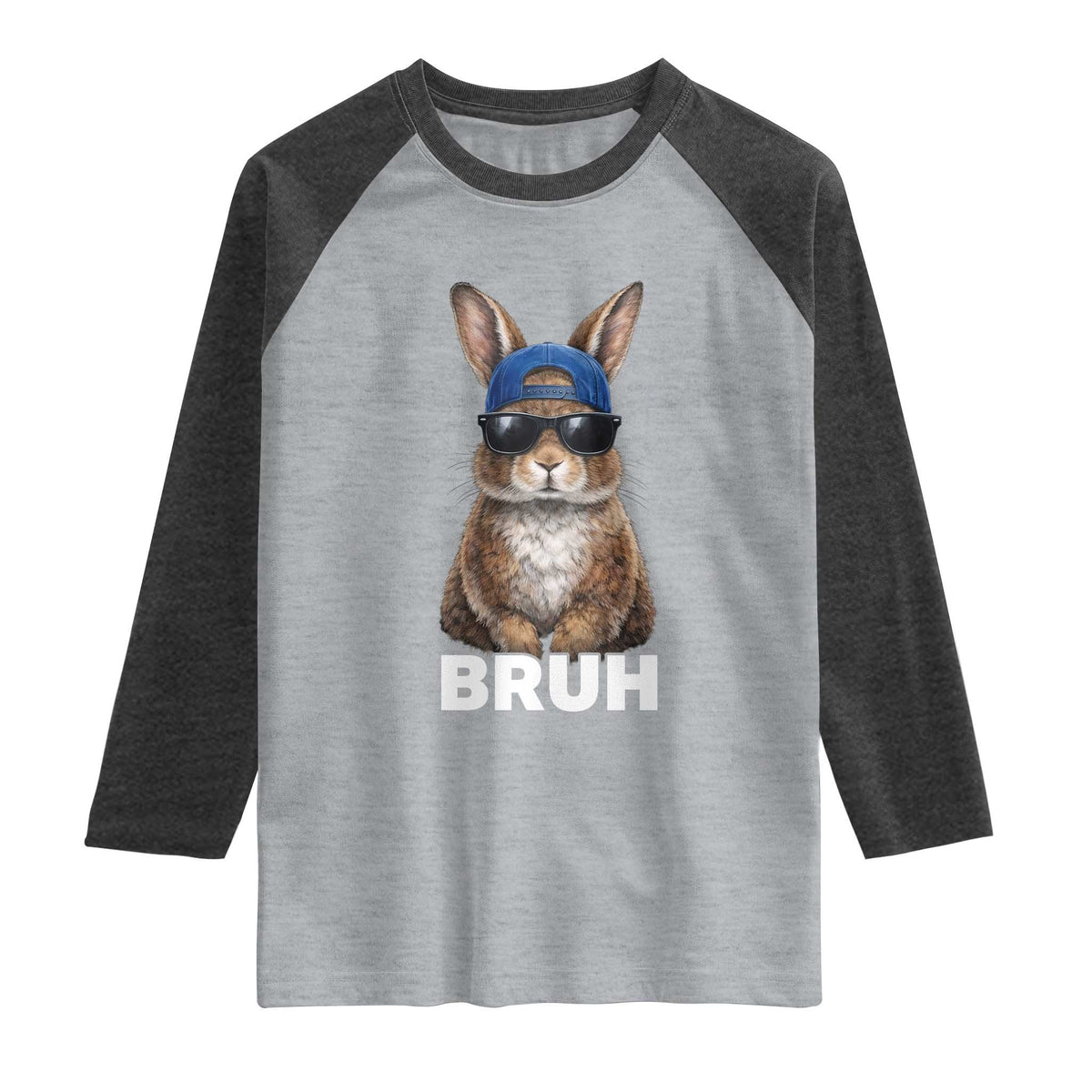 Funny Easter Bruh Bunny Sunglasses Meme Raglan Shirt