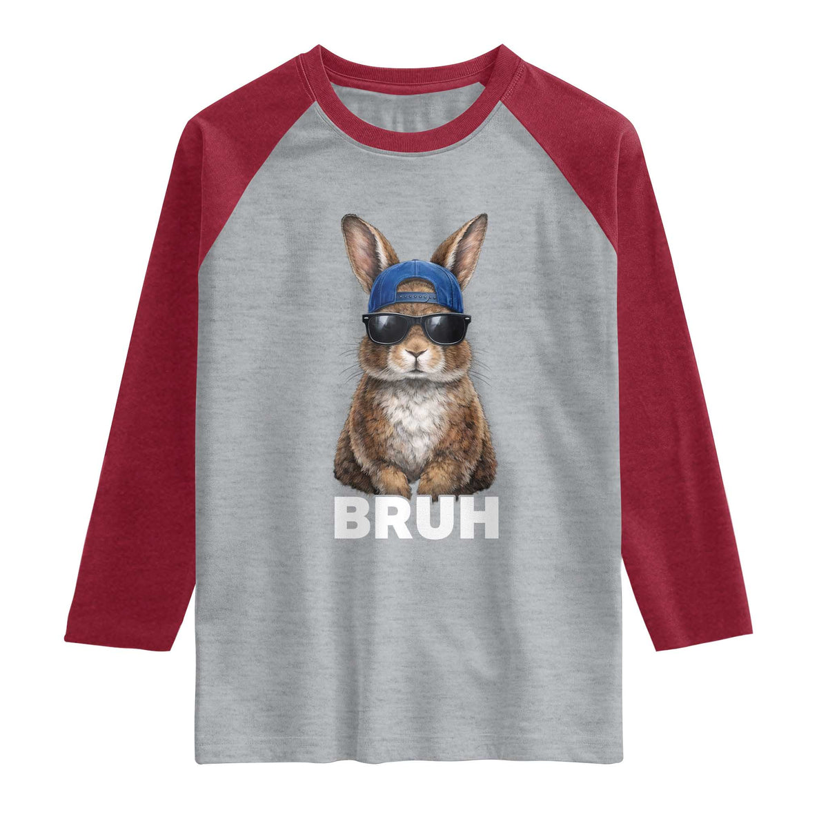 Funny Easter Bruh Bunny Sunglasses Meme Raglan Shirt