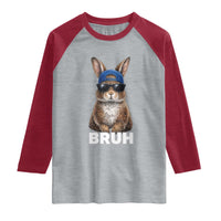 Funny Easter Bruh Bunny Sunglasses Meme Raglan Shirt