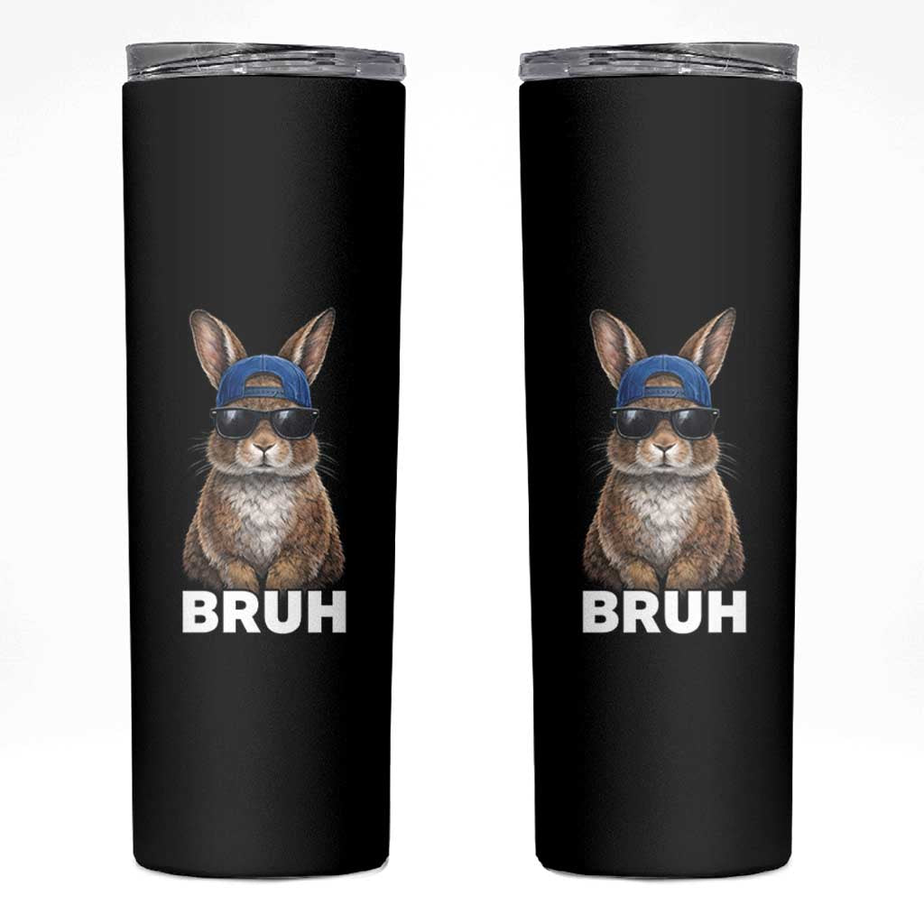 Funny Easter Bruh Bunny Sunglasses Meme Skinny Tumbler